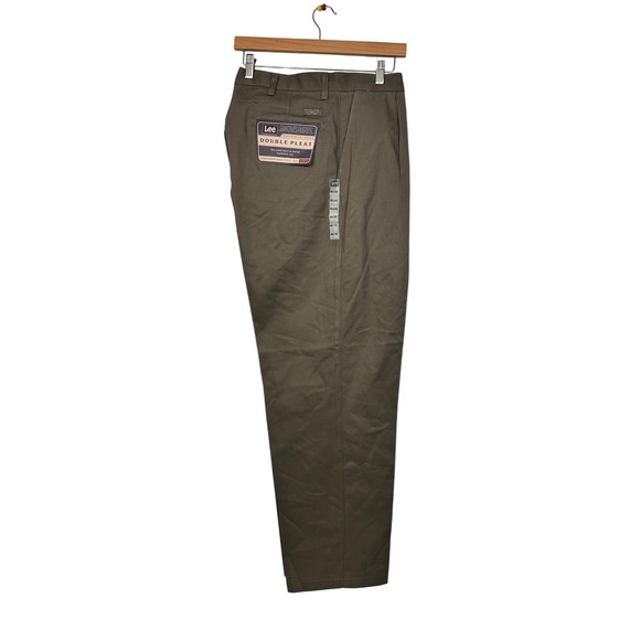 Lee Other - Lee Pants Mens 40x30 Khaki Green Double Pleat Relaxed Fit‎ Tapered Leg Casual